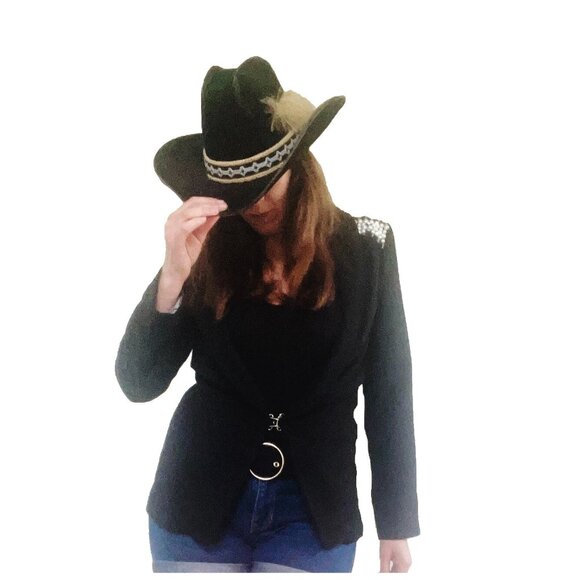 Vintage Blazer, Size S/M, 90s Black Western Style Jacket with Pearl Epaulettes - Picture 9 of 9